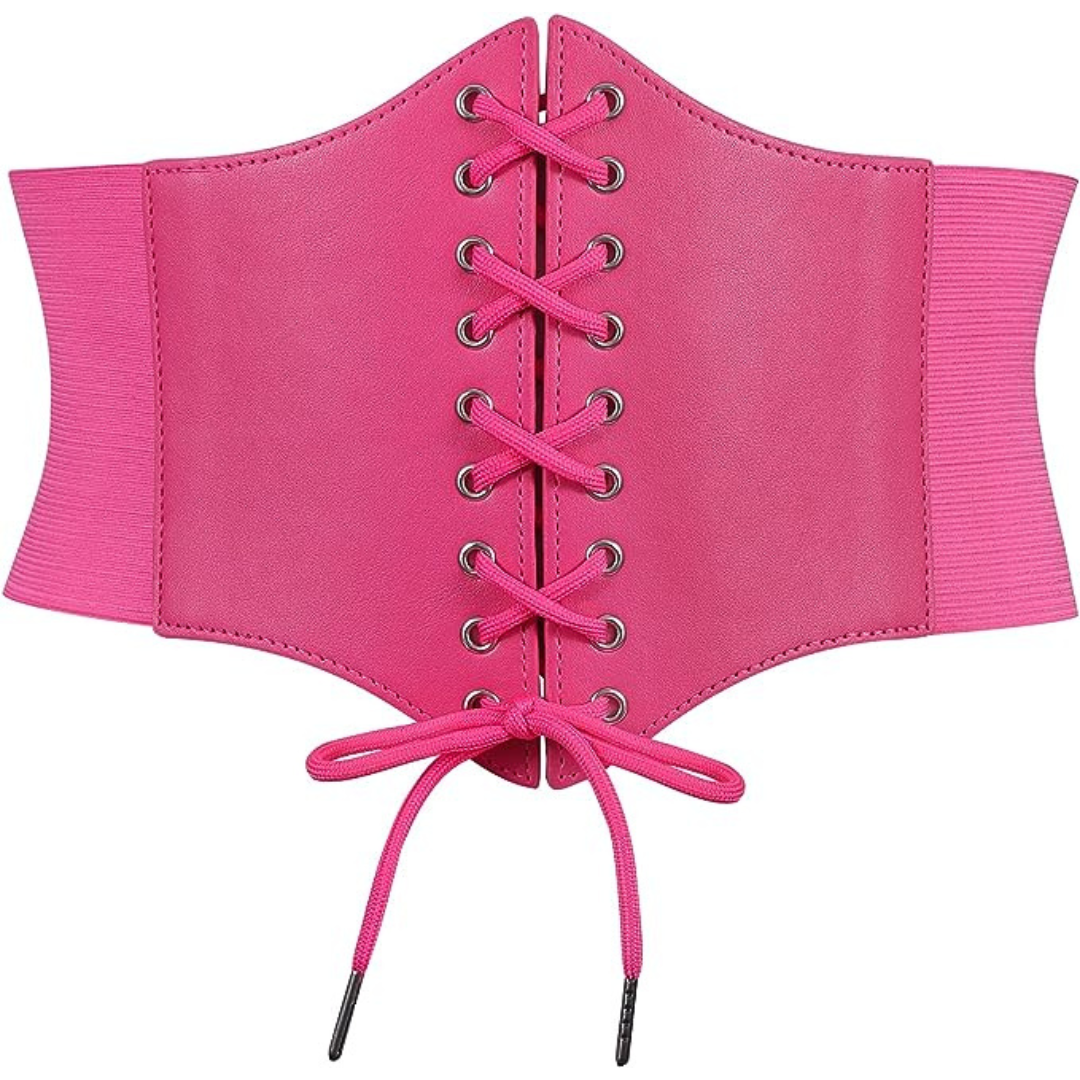 Elastic Corset Belt with Lace-Up Detail