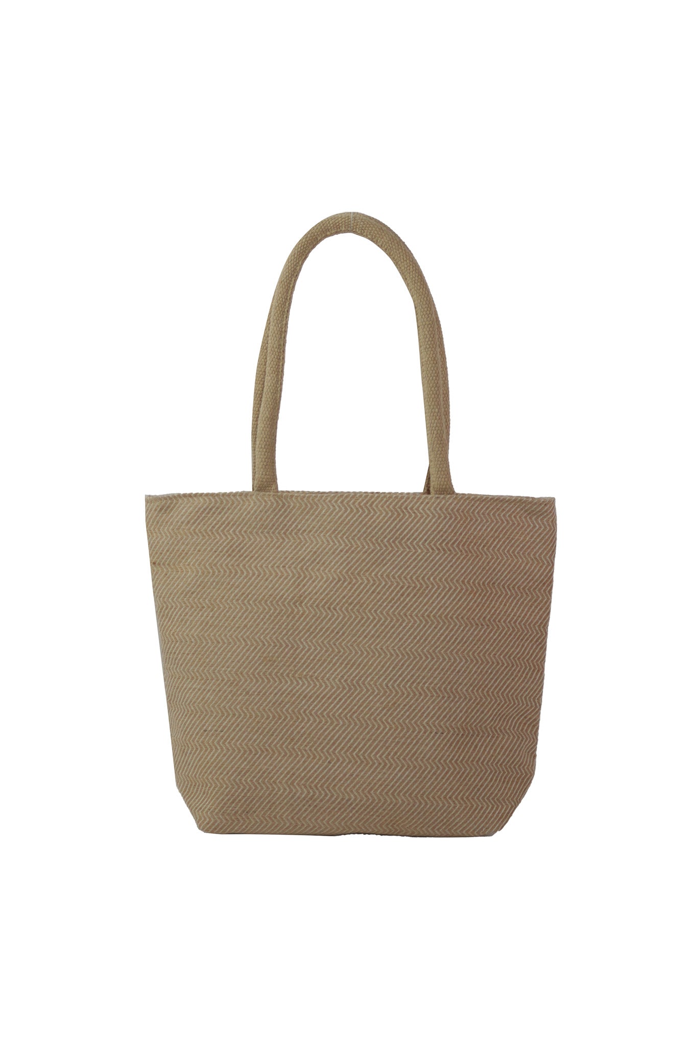 Eco-Friendly Herringbone Vegan Jute Tote Handbag in White