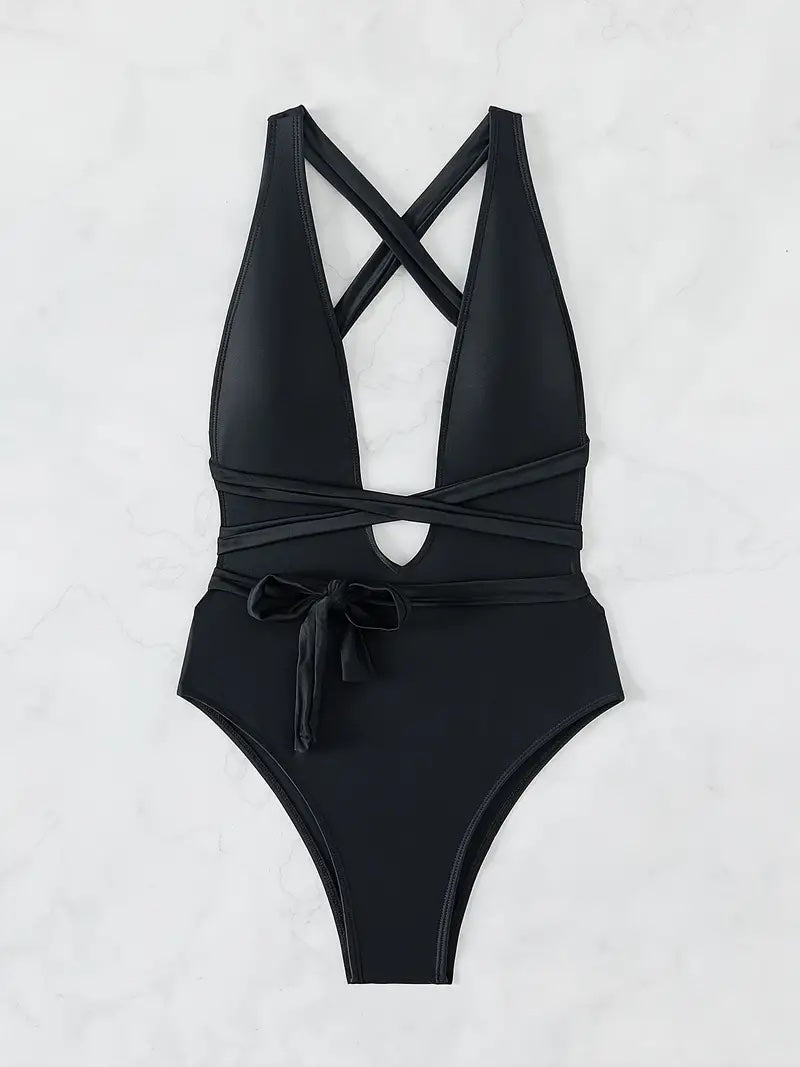 Versatile Black Cheeky One-Piece Swimsuit