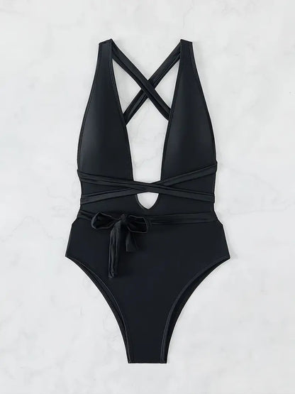 Versatile Black Cheeky One-Piece Swimsuit