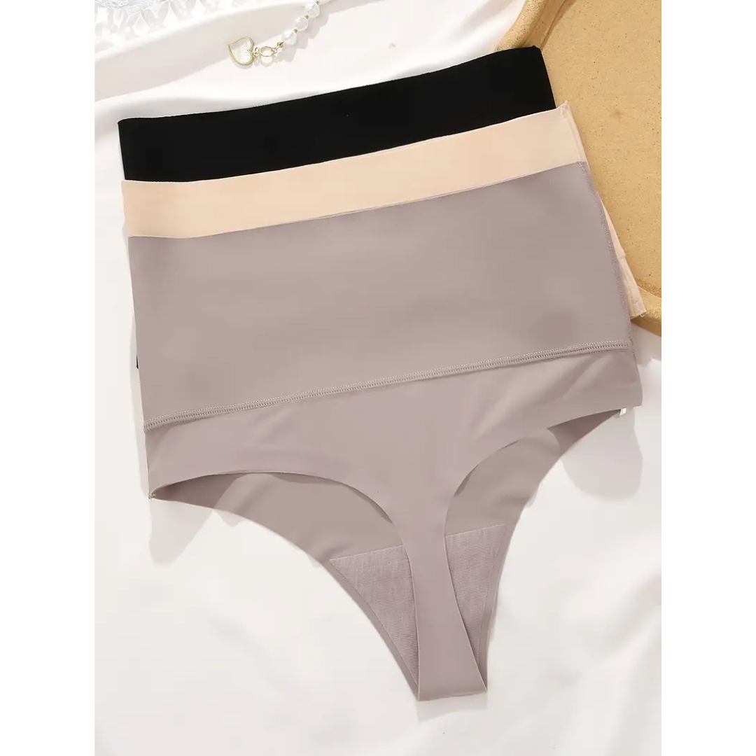 3pcs Seamless Tummy Control High Waist Thong