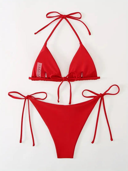 Two-Piece Triangle String Cheeky Bikini