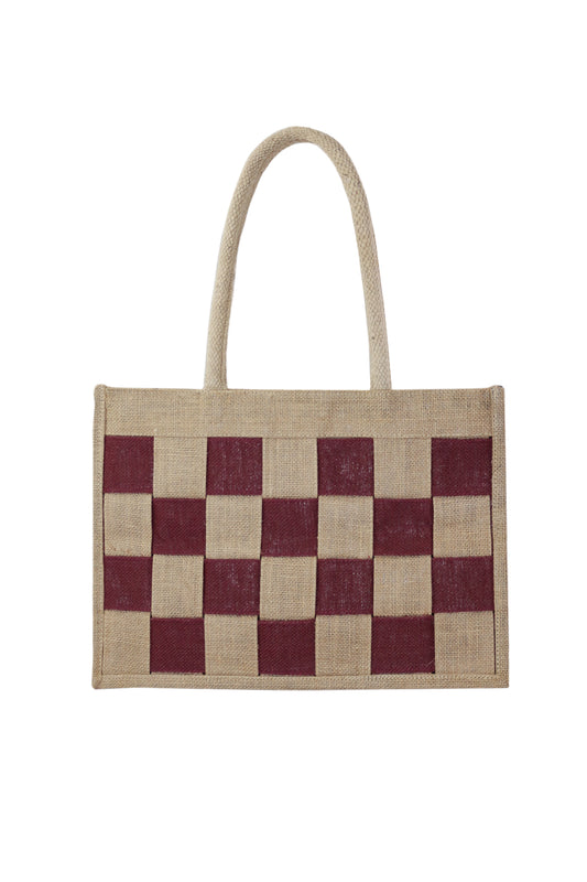 Isabelle LaRue Handwoven Handmade High-End Jute Handbag in Burgundy