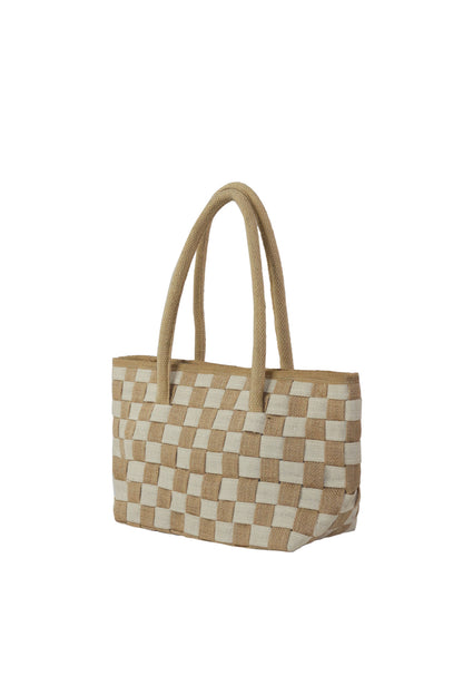 Classic Checkered Handwoven Vegan Jute Handbag