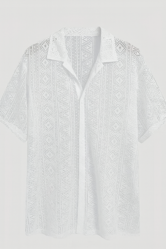 Lace Button Up Knit Shirt