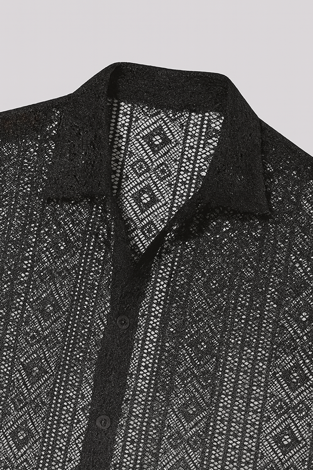 Lace Button Up Knit Shirt